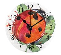 Use7 Horloge murale ronde en acrylique avec motif coccinelle et insecte, sans tic-tac, horloge silencieuse pour salon, cuisine, chambre à coucher
