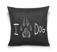 Use7 Housse de Coussin décorative carrée Motif Empreintes de Pattes de Chien Noir Abstrait Housse de Coussin Double Face, Tissu, Multicolore, 50 x 50cm/20 x 20 inches
