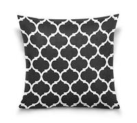 Use7 Housse de Coussin décorative carrée Motif Treillis marocain Noir/Blanc, Tissu, Multicolore, 40 x 40cm/16 x 16 inches