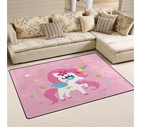 Use7 Licorne Fille Rose Tapis Tapis antidérapant Tapis de sol Paillasson pour enfant Salon Chambre à coucher, Tissu, multicolore, 100 x 150 cm(3' x 5' ft)