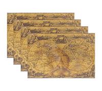Use7 Set de table vintage carte du monde 30,5 x 45,7 cm en polyester pour cuisine salle à manger, Polyester, multicolore, Package Quantity: 4