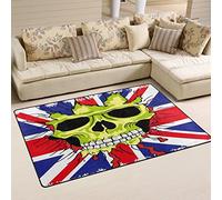Use7 Tapis antidérapant motif tête de mort et drapeau de l'Angleterre pour salon, chambre à coucher, 50 x 80 cm