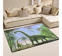 Use7 Tapis antidérapant pour chambre à coucher d’enfant Motif dinosaures et ancienne forêt, Tissu, multicolore, 100 x 150 cm(3' x 5' ft)