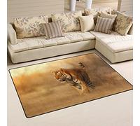 Use7 Tapis antidérapant pour salon et chambre à coucher Motif tigre Jaune 100 x 150 cm