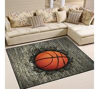 Use7 Tapis de basket-ball 3D intégré dans un mur de briques vintage pour salon, chambre à coucher, 203 cm x 147,3 cm