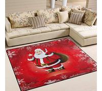 Use7 Tapis de Noël rouge avec Père Noël et flocon de neige pour salon ou chambre à coucher
