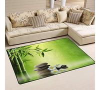 Use7 Tapis de sol antidérapant motif fleurs zen pierre bambou pour salon, chambre à coucher 50 x 80 cm