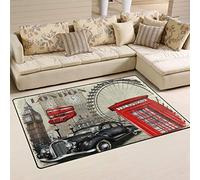 Use7 Tapis de sol antidérapant pour salon, chambre à coucher, 100 x 150 cm - Motif bus londonien Big Ben