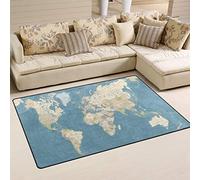 Use7 Tapis de sol antidérapant vintage avec carte du monde pour salon, chambre à coucher, 100 x 150 cm