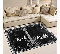 Use7 Tapis décoratif pour salon/chambre à coucher avec inscription Rock Roll Motif guitare électrique, Tissu, multicolore, 203cm x 147.3cm(7 x 5 feet)