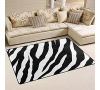 Use7 Tapis noir et blanc à imprimé zèbre pour salon, chambre à coucher 50 x 80 cm