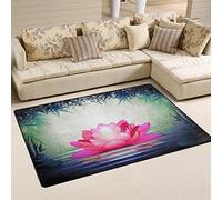 Use7 Zen Fleur de Lotus Floral Bambou Tapis Tapis antidérapant Tapis de sol Paillasson pour enfant Salon Chambre à coucher, Tissu, multicolore, 100 x 150 cm(3' x 5' ft)