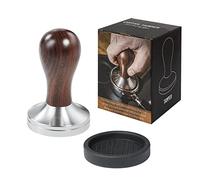 USEAMIE Tamper à café 51 mm avec tapis de tamper en acier inoxydable 304 à base plate et poignée en bois pour machines à expresso Barista