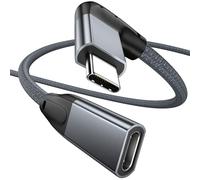 UseBean Câble Extension USB C à Angle Droit 1.8M, 90 Degrés USB C 3.1 Gen 2 10Gbps 100W Charge Rapide,Rallonge Mâle vers Femelle Type C,pour iPhone 15,MacBook Air,iPad Pro,Galaxy S24 S23 S22