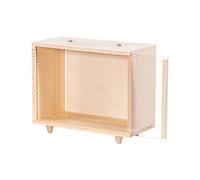 Useekoo Diorama Vitrine en bois pour objets de collection, boîte de rangement avec poignée et couvercle coulissant en acrylique, boîte de bureau rustique brute pour poupées, collections 19 x 9 x 15 cm