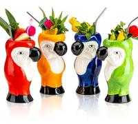 USEEKRIL Lot de 4 gobelets Tiki pour cocktail de 700 ml - Grands gobelets Tiki en céramique - Verres tiki - Verres à cocktail exotiques mignons