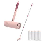 Useful Co | Rouleau Anti Peluche Extensible (16 à 110 cm) - Rouleau Adhesif Anti-Peluches, Rouleau Poils Animaux pour Canapé, Sol et Vêtement - 1 Rouleau à Chapie Extensible + 4 Recharges (Rose)