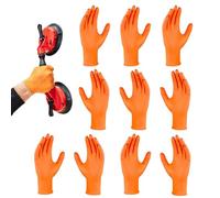 usefulbeauty 5 Paires Gants Jetables En Nitrile - GantsNitrile Orange - TravailJetables - Gantsmecanicien Extra-résistants - Resistant Sans Latex - Non Poudrés