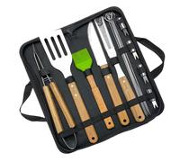 usefulbeauty Lot de 16 outils de barbecue en acier inoxydable - Spatule pour barbecue, pince, brosse - Ustensiles de cuisine portables pour camping, jardin, pique-nique