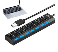 usefulbeauty Répartiteur USB,Répartiteur Haute Vitesse à Ports Multiples | Concentrateur USB Portable avec Bouton Indépendant pour Édition Vidéo, Télétravail, Maison, Salle de Classe, Studio, Jeu,