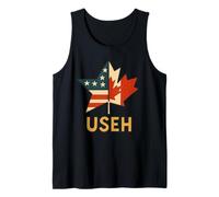 USEH Funny USA flag Canada flag Half Canadian American Débardeur