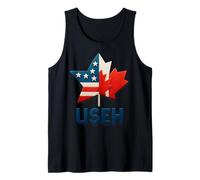 USEH Funny USA flag Canada flag Half Canadian American Débardeur