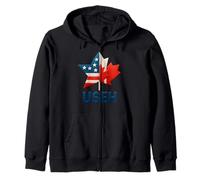 USEH Funny USA flag Canada flag Half Canadian American Sweat à Capuche