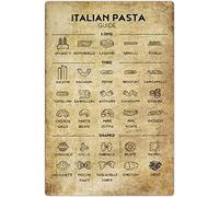 UseLoud Guide italien des pâtes en métal - Décoration murale - Affiche rétro d'alphabétisation des pâtes - Plaque d'art pour les amateurs de pâtes - Décoration de maison, cuisine, restaurant - 30,5 x
