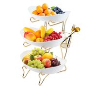 USENG Corbeille à Fruits à 3 Étages,Bol à Fruits Présentoir à Fruits avec Étagère pour Fourchette,Support à Fruits Panier à Légumes,Amovible Panier à Fruit Collations Légumes Bonbons Sushi Pain
