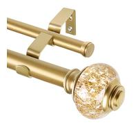 USFOOK Tringle à rideaux double réglable et robuste de 355 à 495 cm pour fenêtres de 304 à 451 cm - Tringle à rideaux double télescopique avec embouts translucides - Fixation murale