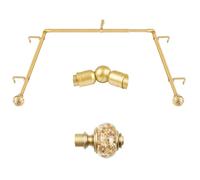 USFOOK Tringles à rideaux télescopiques dorées de 1,9 cm pour baie vitrée de 91,4 à 183 cm (tringle centrale), 50,8 à 91,4 cm (tringles latérales) avec embouts translucides