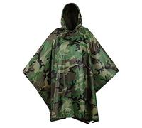 USGI Industries Poncho de style militaire - Tente d'urgence, abri, survie - Multi usage indéchirable Camouflage Poncho de pluie, Bois, taille unique