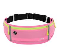 USHAKE Ceinture de course fine pour homme et femme, sac banane d'exercice pour Apple iPhone, ceinture de course à pied, marche, cyclisme, camping, gym, rose, 3 sacs/rose