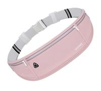 USHAKE Ceinture de course fine, sac banane d'entraînement pour homme et femme, sac banane d'exercice pour Apple iPhone, ceinture de course pour course à pied, marche, cyclisme, camping, gym, rose