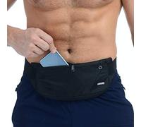 USHAKE Ceinture de Course pour Homme ou Femme - Ultra légère - sans Rebond - pour Fitness, entraînement, Sport - pour iPhone, Samsung, LG, Course à Pied, Gym, Marathon, Noir, Talla única