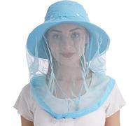 USHAKE Chapeau de Safari avec Filet dissimulé en Maille - Bleu Clair