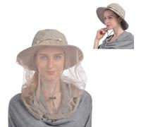 USHAKE Chapeau de Safari avec moustiquaire dissimulée - Marron - Taille Unique