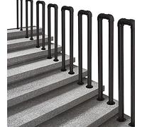 UShaped Nonslip Wrought Iron Staircase Railing 85cm Handrail for Indoor/Outdoor Steps Durable Corridor Support Bar Black1 Pack