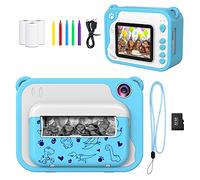 Ushining Appareil Photo Instantané pour Enfant, Appareil Photo Numérique avec 2,4 Pouces écran Carte TF 32 Go 3 Rouleaux de Papier à Imprimer, Cadeau pour Filles Garçons de 3 à 12 Ans (Blue)