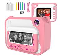Ushining Appareil Photo numérique pour Enfants 1080P HD Caméra vidéo avec écran IPS 2,4 Pouces, Appareil Photo instantané avec Carte Micro SD 32 Go et 3 Rouleaux de Papier d'impression, Cadeau pour