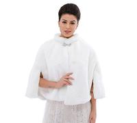 Ushiny Châle de mariage en fausse fourrure pour femme et fille - Blanc - taille libre