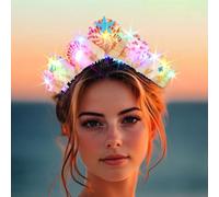 Ushiny diadème de coquillages diadème et couronne WhiteStarfish Sirène Costume Bandeau Coquille étincelante Accessoires de cheveux pour femmes