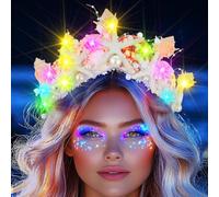 Ushiny Diadème lumineux sur étoile de mer et couronne de perles blanches sirène costume bandeau LED coque cheveux accessoires pour femmes