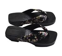 USHOBE 1 Paire Sandales Traditionnelles Japonaises Geta Sabots en Bois Chaussures Kimono Chaussures Slogs Topplups Plateforme Pantoufles pour Femmes