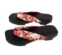 USHOBE 1 Paire Sandales Traditionnelles Japonaises Geta Sabots en Bois Chaussures Kimono Chaussures Slogs Topplups Plateforme Pantoufles pour Femmes