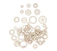 USHOBE 100 Pièces Roues Dentées en Bois et Étiquettes Vierges en Bois Beige pour Bricolage Créatif et Scrapbooking, pour Stimuler Logique des Garçons et Filles