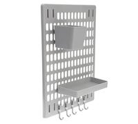USHOBE 1ensemble Étagère Murale Panneau Perforé sans Percage Organisateur Rangement Cuisine Salle de Bain Support Polyvalent avec Crochets et Boîtes Grises pour Maison et Bureau