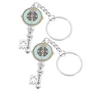 USHOBE 2 Pcs Saint Benoît Porte-Clés Vierge Marie Médaille Sac À Main Charme Croix Chrétienne Porte-Clés Islamique Porte-Clés Sac À Porte-Clés Musulman Porte-Clés Cadeau Sac À Main