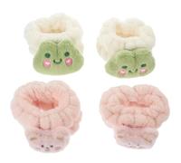USHOBE 4 Pièces Bracelet de Lavage Visage Absorbant L'eau en Peluche Élastique, Lavable en Machine, Accessoire Spa Chic et Adorable pour Filles et Femmes Plusieurs styles
