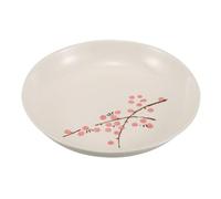 USHOBE Assiette Ronde Résistante aux Chocs Vintage Design Créatif en Céramique Fleur de Prunier, Grosse Capacité pour Restaurants et Service à Table
